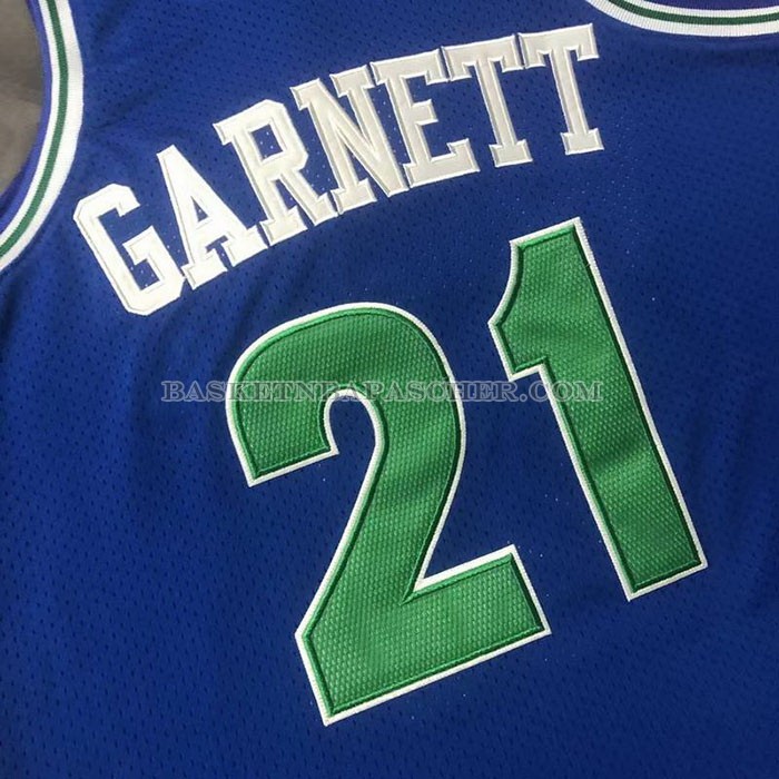 Maillot Minnesota Timberwolves Kevin Garnett NO 21 Hardwood Classics Throwback Bleu